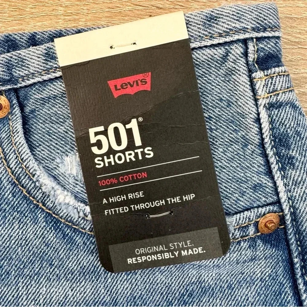 NWT Levi's 501 Waist Jean Shorts Blue 25 - Picture 4 of 12